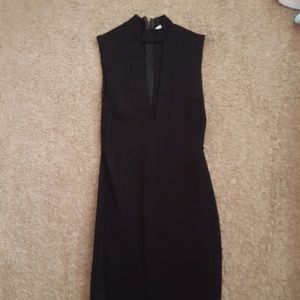 Calf length black dress
